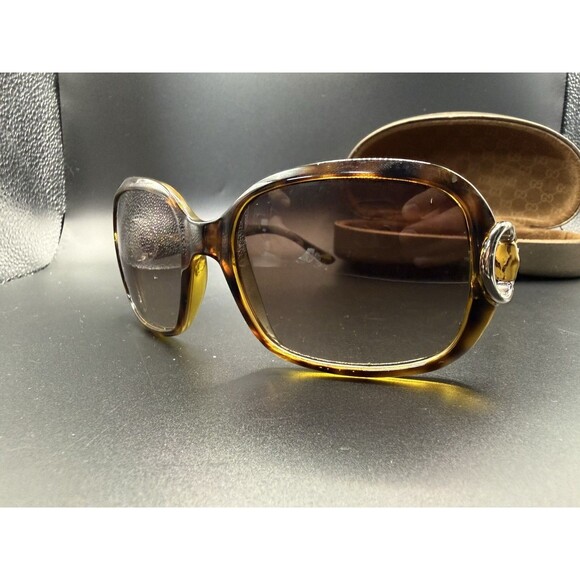 Gucci Brown Havana GG 3132/S Shell Bamboo Horsebit Rectangular Sunglasses Vtg main image 2